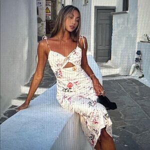 Hello Molly Delicate Bloom Satin Midi Dress - Size Small